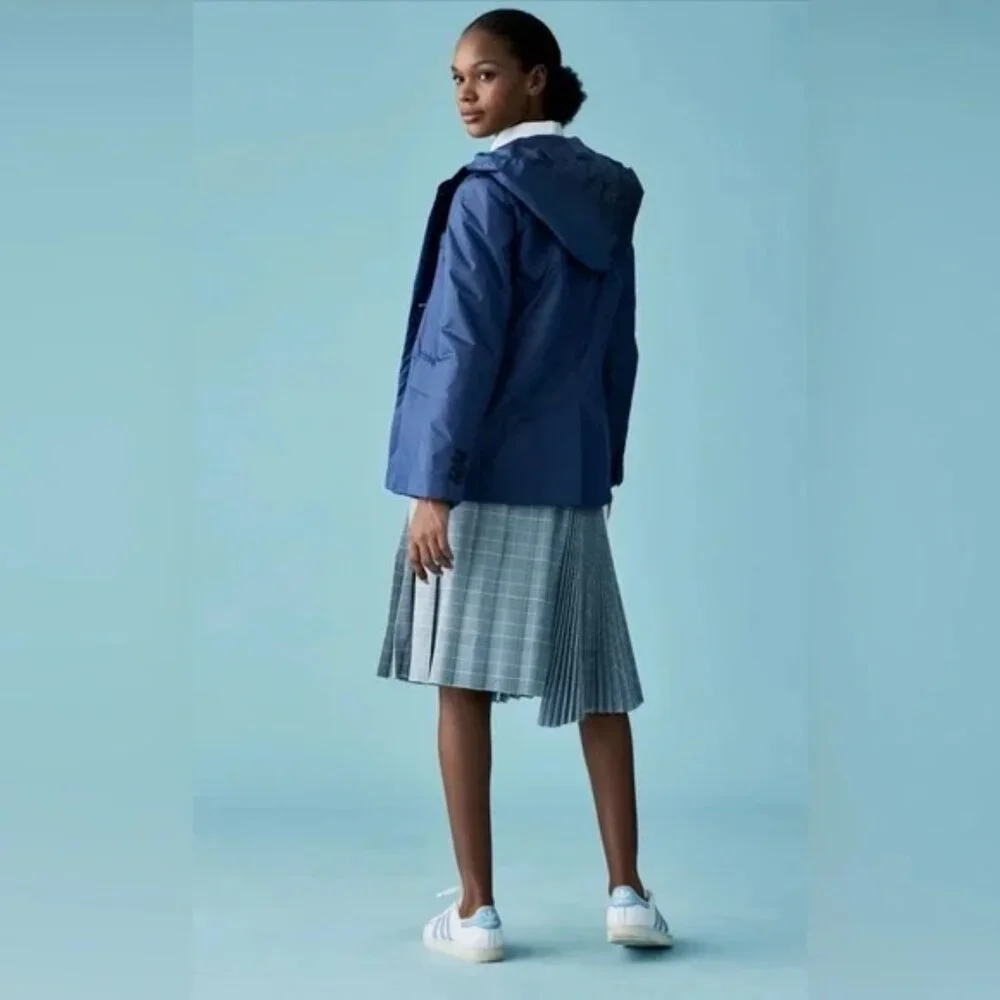 NWT | We AR4 Gray Soft Green Plaid Pleated A-Line Skirt, Size S
